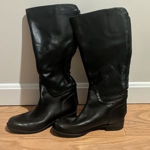 Nine West black leather riding boot